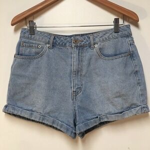 Forever 21 Women 29 Shorts Blue Denim Cuffed 100% Cotton High Rise Cowgirl
